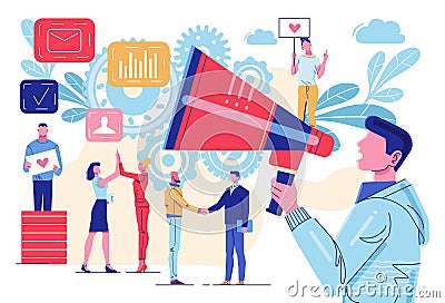 Influencer marketing social network promotion Vector Illustration