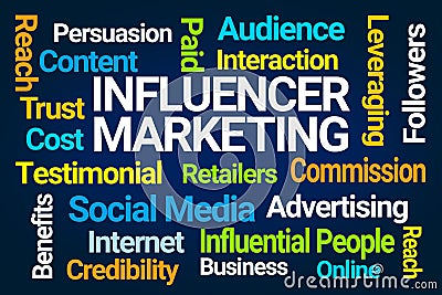 Influencer Marketing Word Cloud Stock Photo