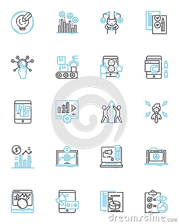 Influencer outreach linear icons set. Outreach, Influencers, Nerking, Collaboration, Branding, Promotion, Social media Vector Illustration