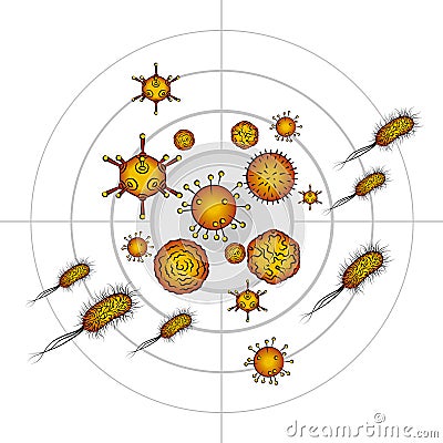 Influenza viruses and E coli Bacteria Vector Illustration