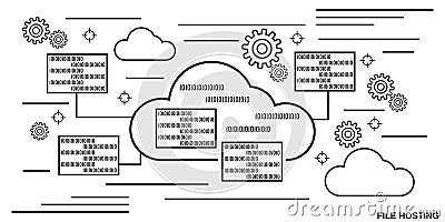 File hosting thin line vector concept Vector Illustration