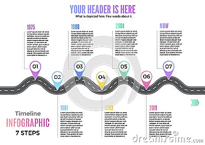 Info business plan navigation loop map bend road way infographic roadmap design vector illustration Vector Illustration