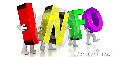 Info - colorful letters - 3D illustration Cartoon Illustration