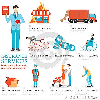 Info graphic of Business insurance services. Vector Illustration