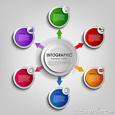 Info graphic with colorful round design indicators template Vector Illustration