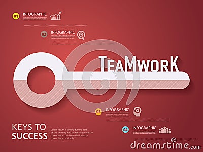 Info graphic design, , template, key to success, teamwork Stock Photo