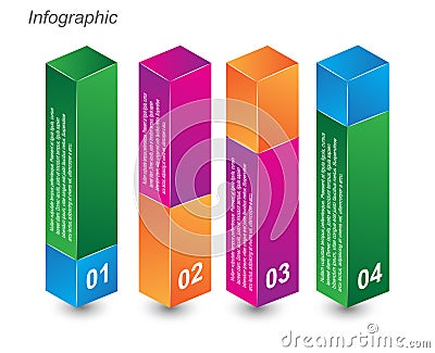 Info-graphic design templates in the form of a 3D box. Vector Illustration