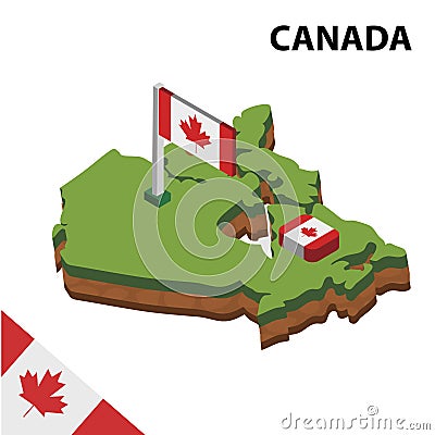 Info graphic Isometric map and flag of CANADA. 3D isometric Vector Illustration Vector Illustration
