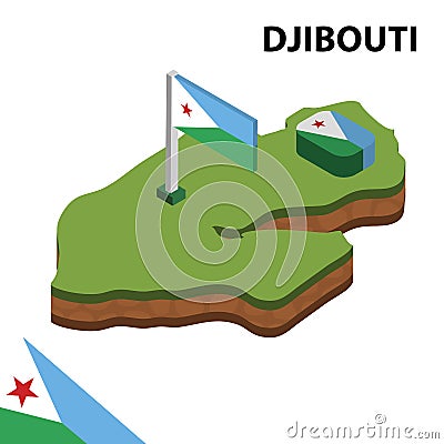 Info graphic Isometric map and flag of DJIBOUTI. 3D isometric Vector Illustration Vector Illustration