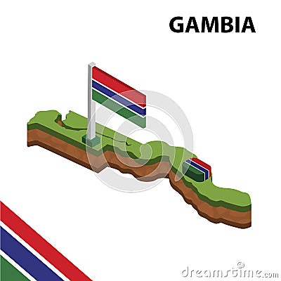 Info graphic Isometric map and flag of GAMBIA. 3D isometric Vector Illustration Vector Illustration