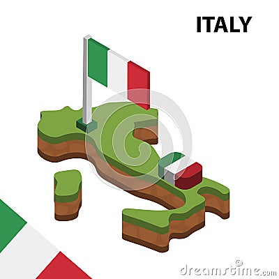 Info graphic Isometric map and flag of ITALY. 3D isometric Vector Illustration Vector Illustration