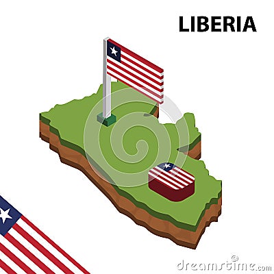 Info graphic Isometric map and flag of LIBERIA. 3D isometric Vector Illustration Vector Illustration