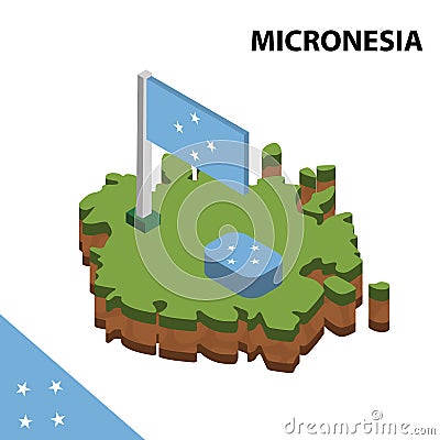Info graphic Isometric map and flag of MICRONESIA. 3D isometric Vector Illustration Vector Illustration