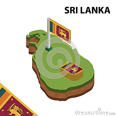 Info graphic Isometric map and flag of SRI LANKA. 3D isometric Vector Illustration Vector Illustration