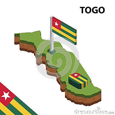 Info graphic Isometric map and flag of TOGO. 3D isometric Vector Illustration Vector Illustration