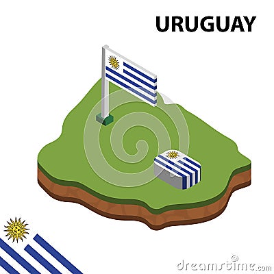 Info graphic Isometric map and flag of URUGUAY. 3D isometric Vector Illustration Vector Illustration