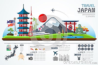 Info graphics travel and landmark japan template design. Vector Illustration