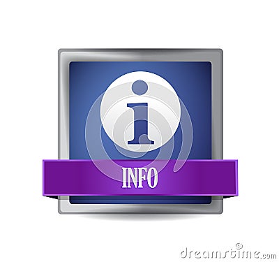 Info icon glossy blue reflected square button Cartoon Illustration