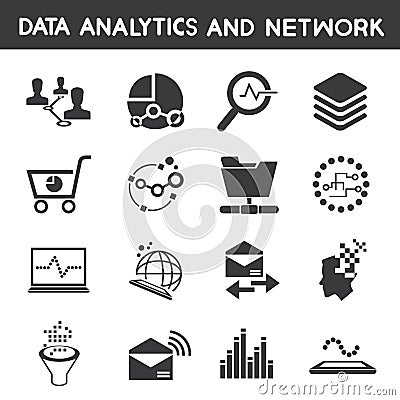 Info management, data analytic icons Stock Photo