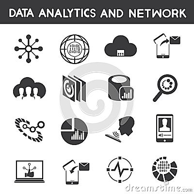 Info management, data analytic icons Stock Photo