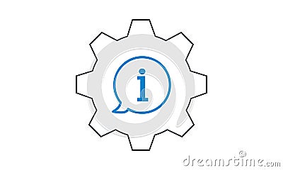 Info setting icon. Tools and utensils icon with information sign. Settings icon and about, faq, help, hint symbol. Cartoon Illustration