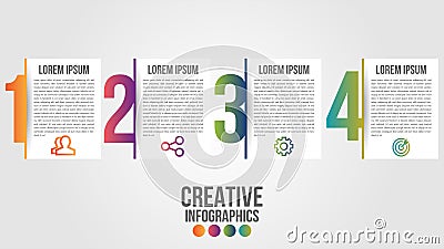 Infographic modern timeline design vector template for business with 4 steps or options illustrate a strategy. Vector Illustration