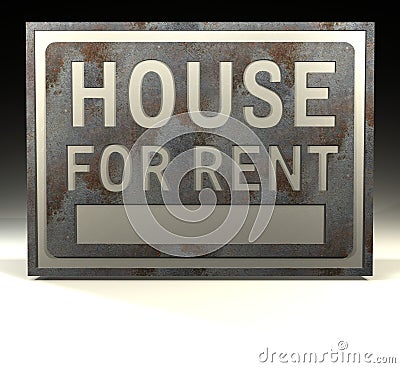 Info Sign house for rent Stock Photo