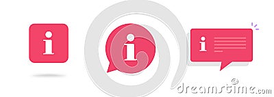 Info sign red bubble vector graphic simple pictogram, important information help data button hint tip sign, attention alert Vector Illustration