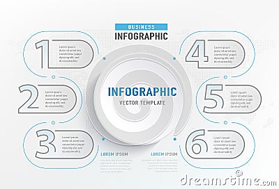 Infograph 6 step element. Circle graphic chart diagram, business graph design. Vector illustration Vector Illustration