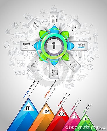 Infograph template with multiple choices and a lot of infographic design elements Vector Illustration