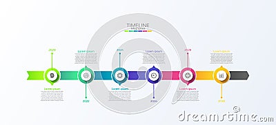 Circular diagram infographic timeline options or steps template Vector Illustration