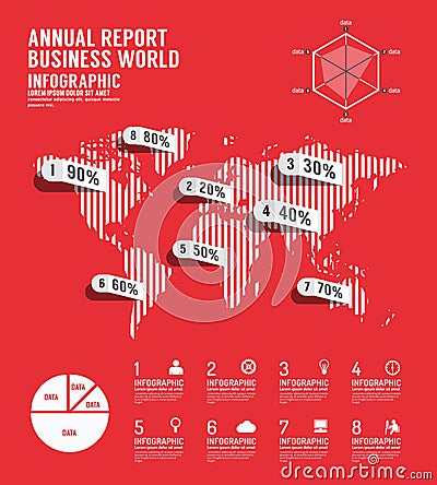 Infographic annual report Business world template design. Vector Illustration