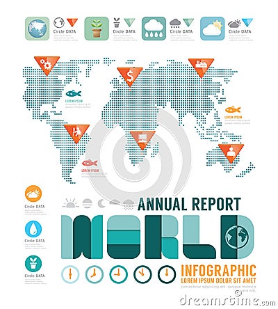 Infographic annual report world template design . concept vector Vector Illustration