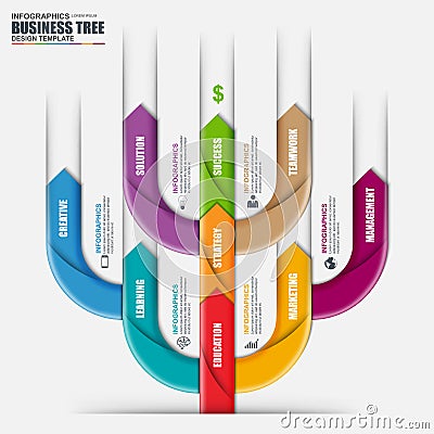 Infographic arrow tree vector design template. Can be used for workflow processes, banner, diagram, number options, timeline, work Vector Illustration