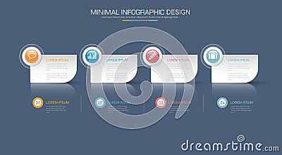 Infographic business concept with 4 options, parts, steps. Vector illustration can be used for diagram, chart, web design, Cartoon Illustration