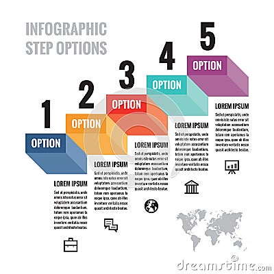 Infographic business concept - step numbered options for presentation, brochure, website and other creative projects. Vector Illustration