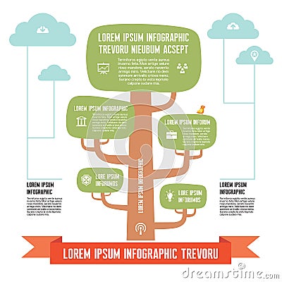 Infographic Business Concept - tree with clouds - design illustration Vector Illustration