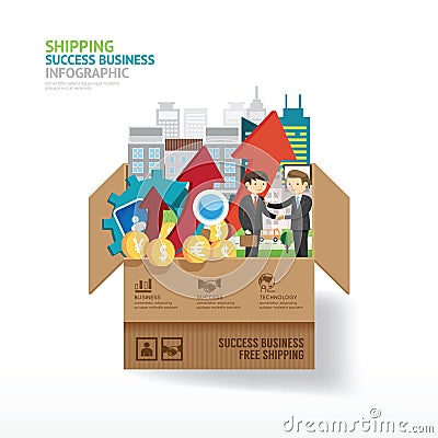 Infographic business design. open box with finance elements. Vector Illustration
