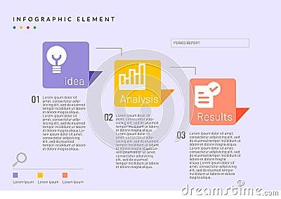 Infographic business element with icon idea, analysis, and results Vector Illustration