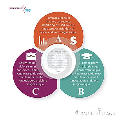 Infographic business template with three circle segments Vector Illustration