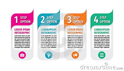 Infographic business vertical banner design. Numbered step options. Abstract concept promotion layout. Vector illustration. Vector Illustration
