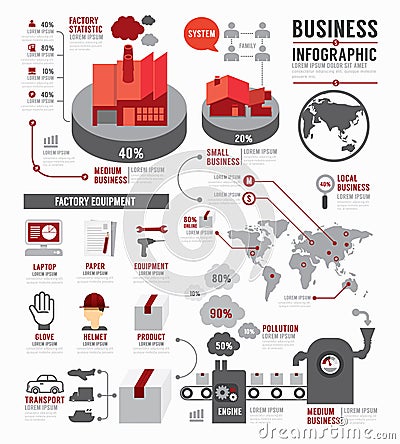 Infographic Business world industry factory template design . co Vector Illustration