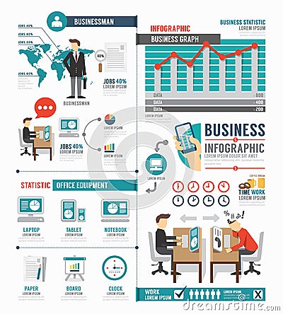 Infographic Business world job template design . concept vector Vector Illustration