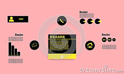 Infographic with buttons, ribbons, graphs and banners Vector Illustration