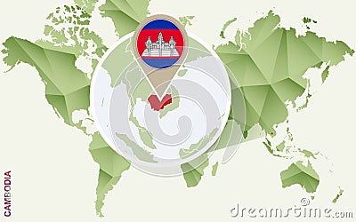 Infographic for Cambodia, detailed map of Cambodia with flag Vector Illustration