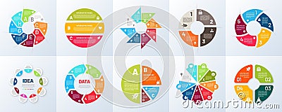 Infographic chart. 8 step graph. Information diagram. Circular infochart parts. Presentation cycle of business progress Vector Illustration