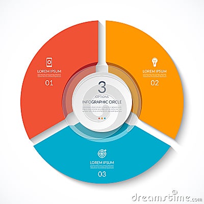 Infographic circle. Process chart. Vector diagram with 3 options. Vector Illustration