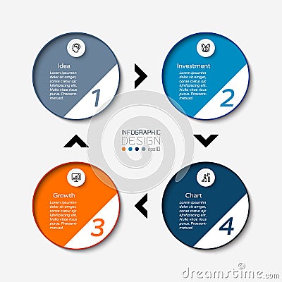 The circular data cycle represents work processes and operational planning. Vector Illustration