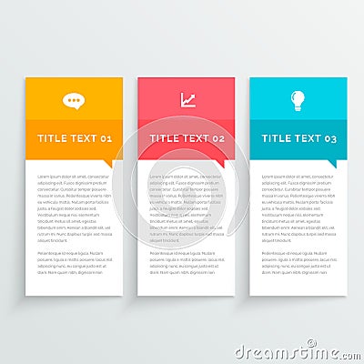 Infographic colorful design with three options banner Vector Illustration