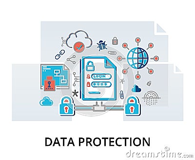 Infographic concept of internet security, network protection and Vector Illustration